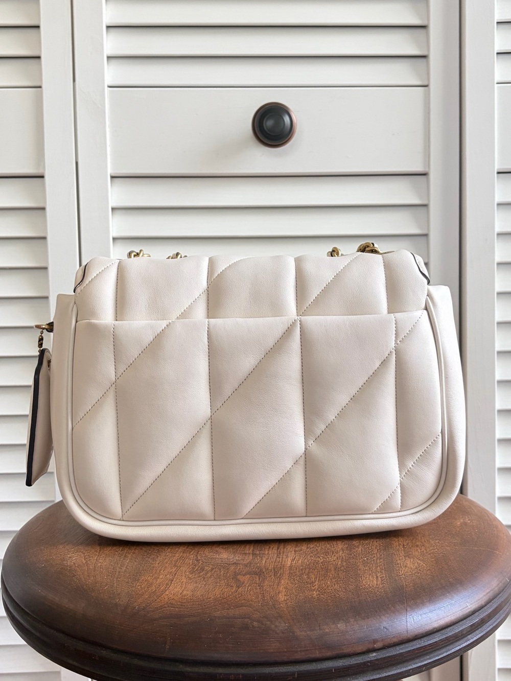 Coach Pillow Madison Quilted Leather Chalk Color - Picture 2 of 12